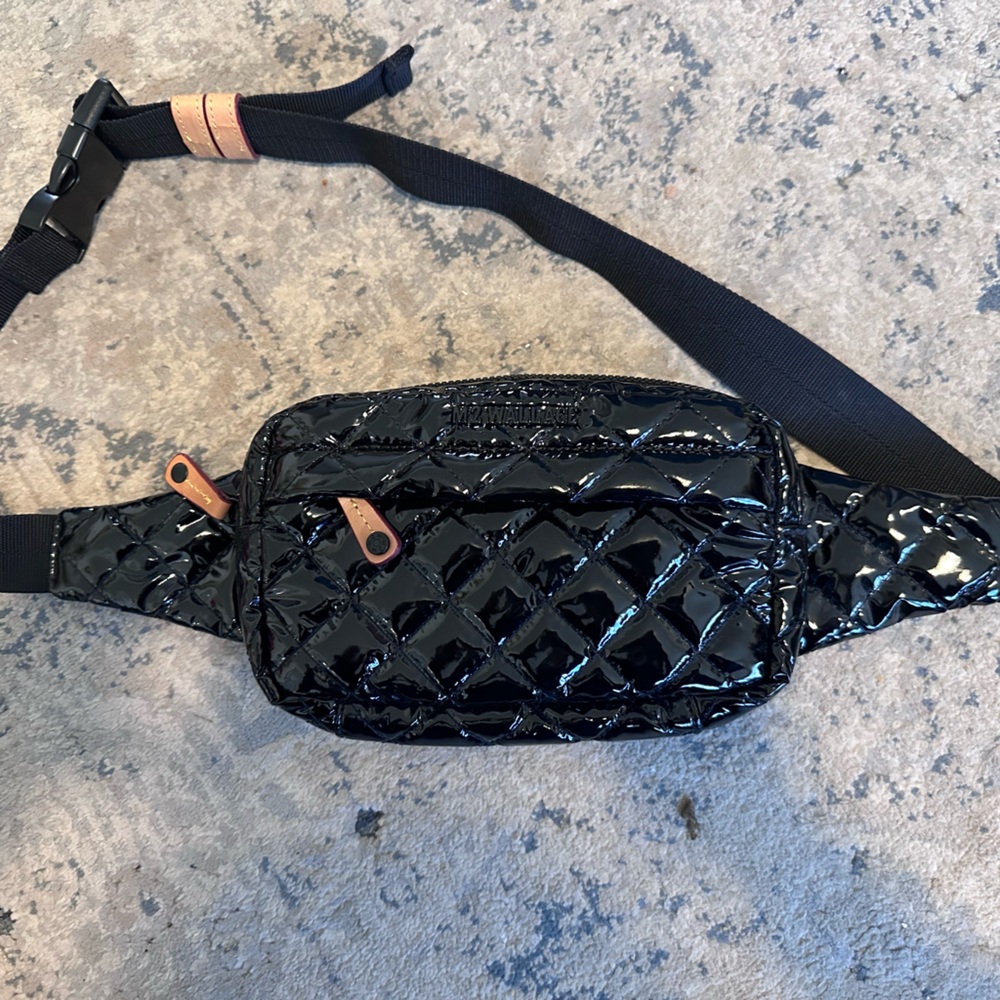 MZ Wallace Metro belt bag in black lacquer like new